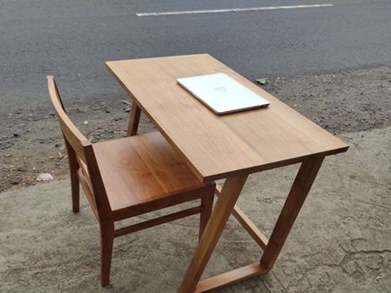 Modern teak desk and chair
