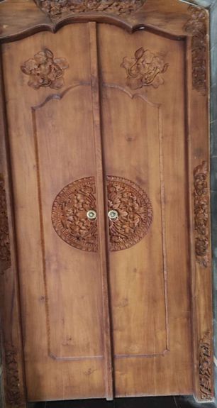 Hand-carved Balinese teak door